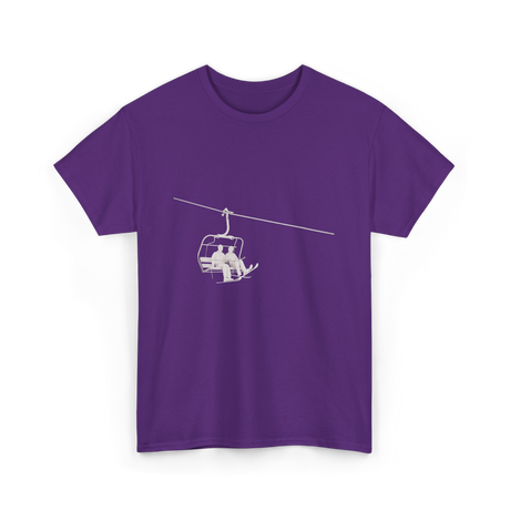 Ski Lift Relaxing Skiing Winter Sport T-Shirt - Purple