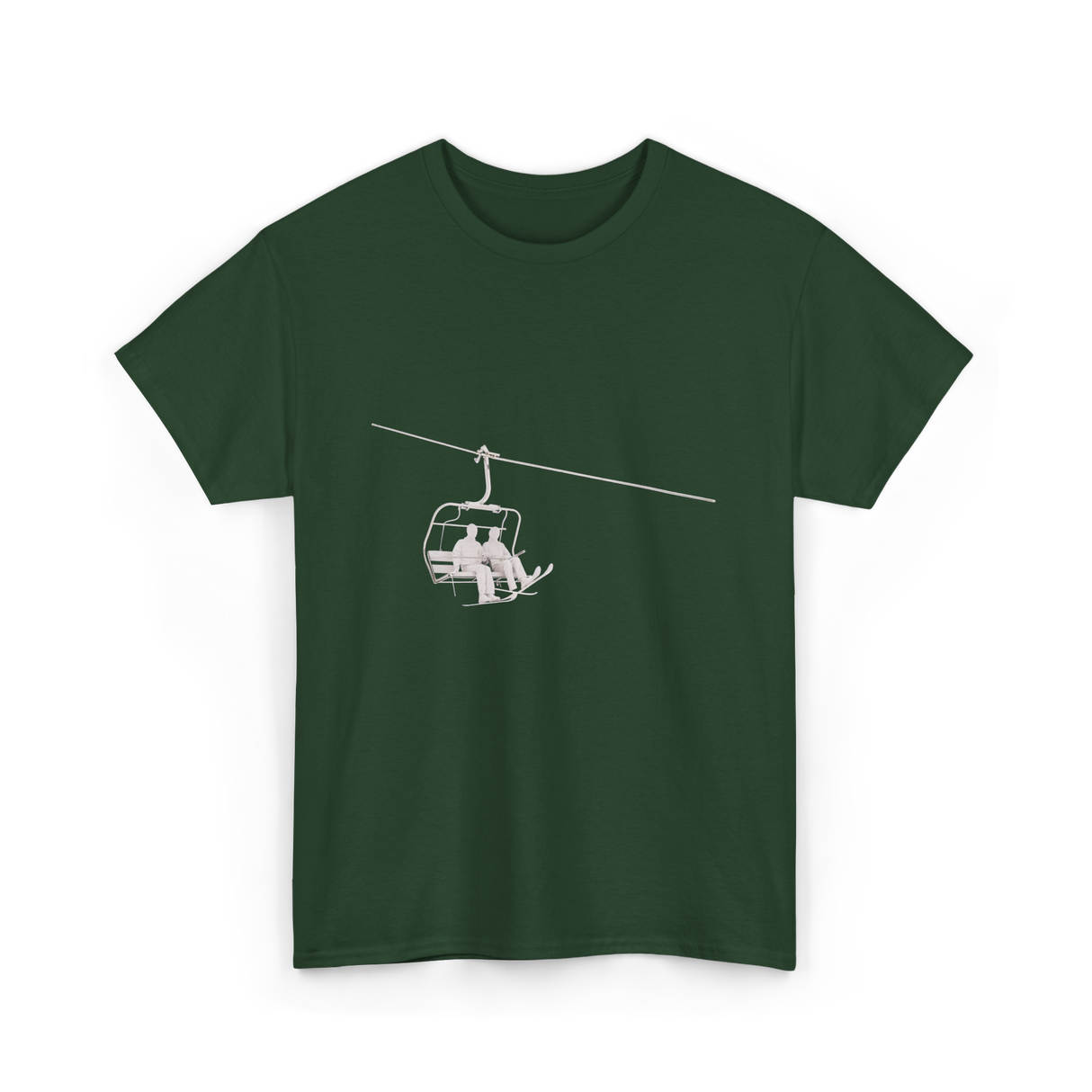Ski Lift Relaxing Skiing Winter Sport T-Shirt - Forest Green