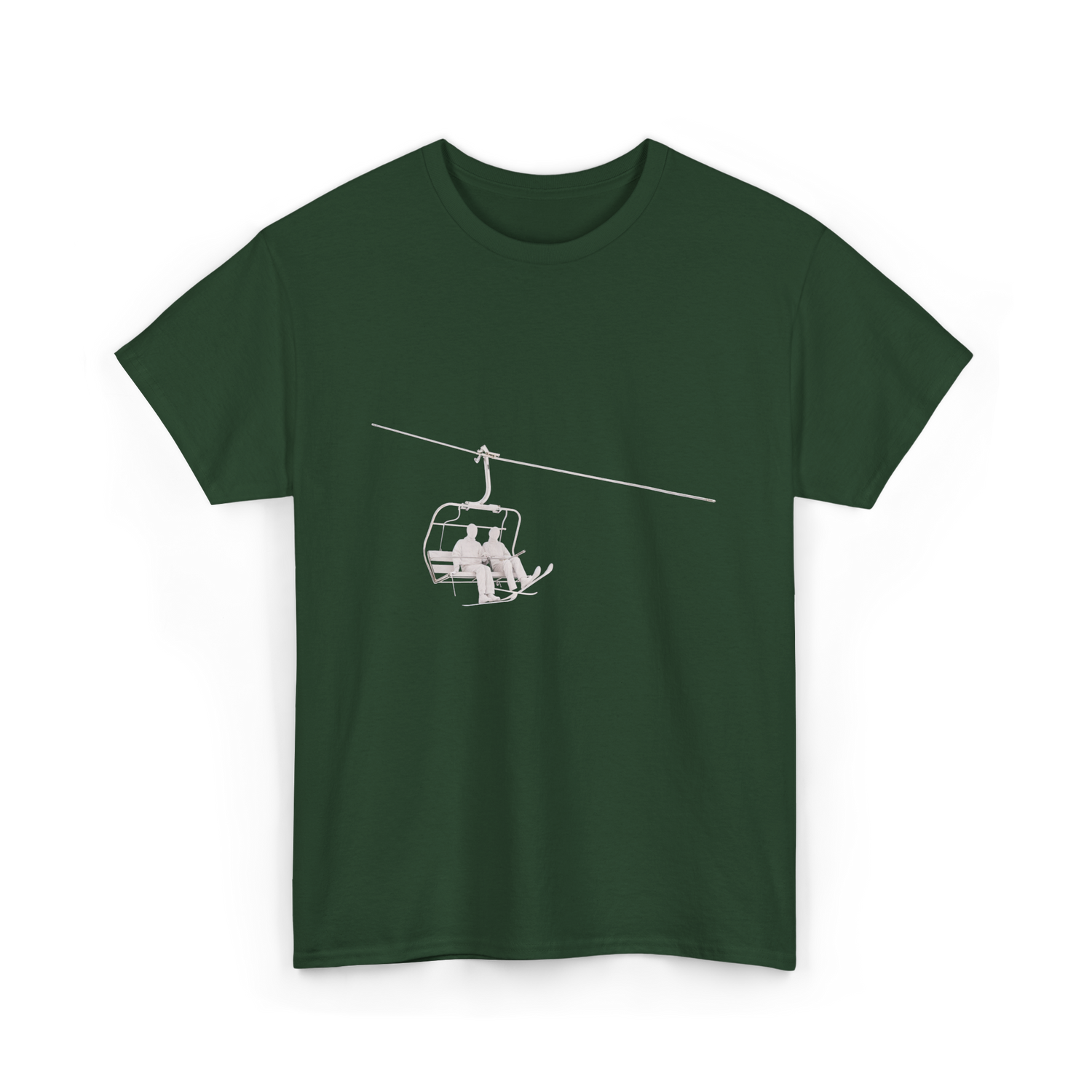 Ski Lift Relaxing Skiing Winter Sport T-Shirt - Forest Green