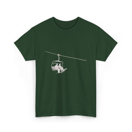 Ski Lift Relaxing Skiing Winter Sport T-Shirt - Forest Green