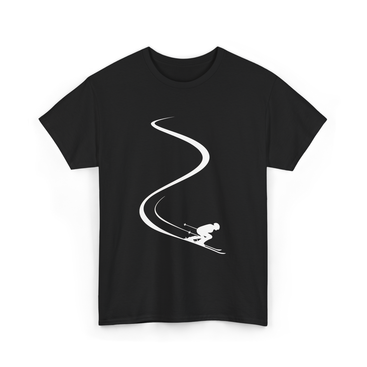 Skier in Powder Snow Freeride T-Shirt - Black