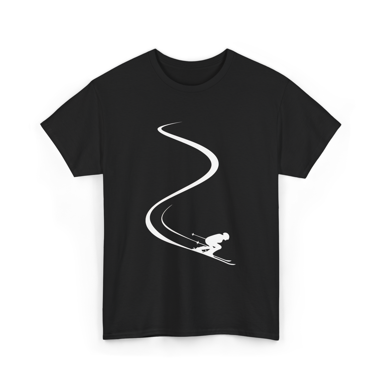 Skier in Powder Snow Freeride T-Shirt - Black