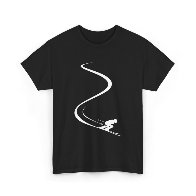 Skier in Powder Snow Freeride T-Shirt - Black