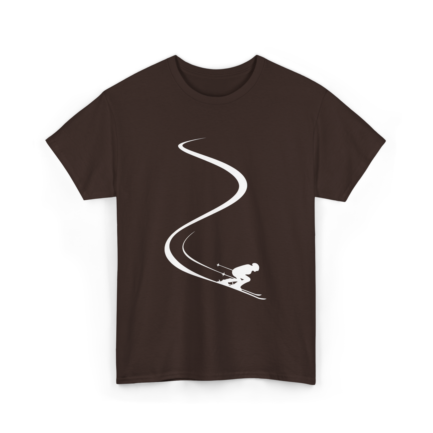 Skier in Powder Snow Freeride T-Shirt - Dark Chocolate