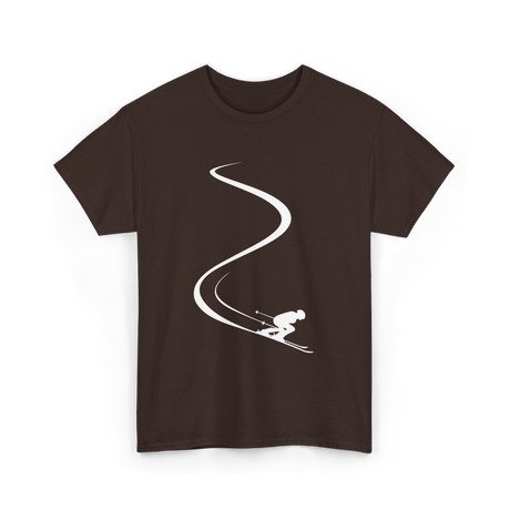 Skier in Powder Snow Freeride T-Shirt - Dark Chocolate