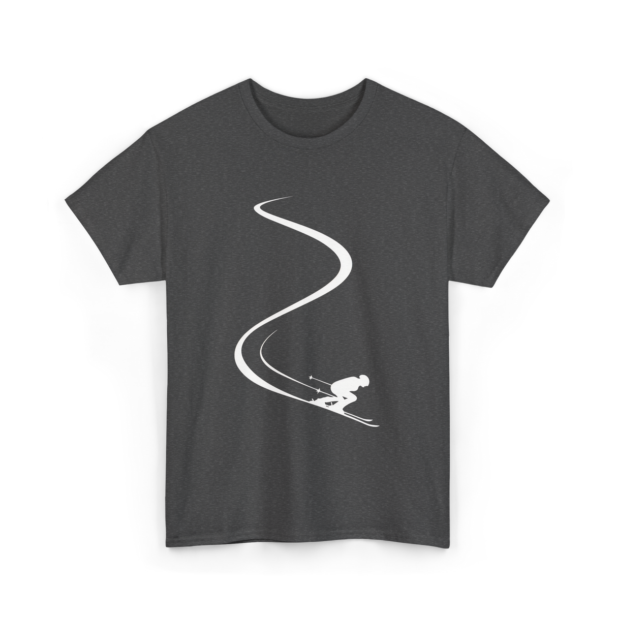 Skier in Powder Snow Freeride T-Shirt - Dark Heather