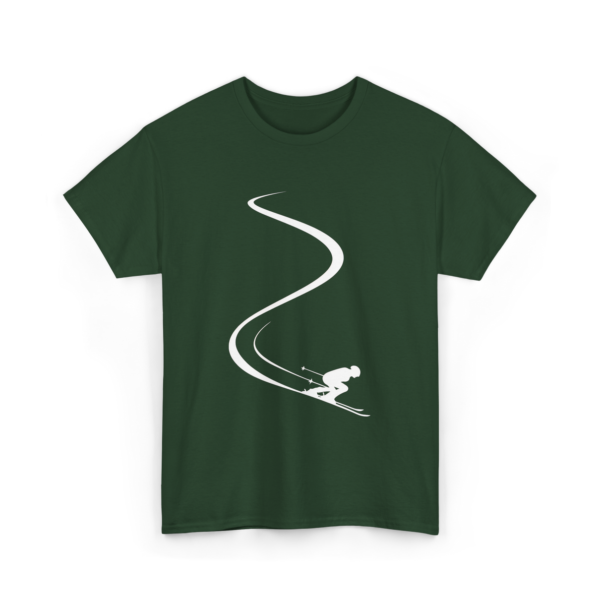 Skier in Powder Snow Freeride T-Shirt - Forest Green