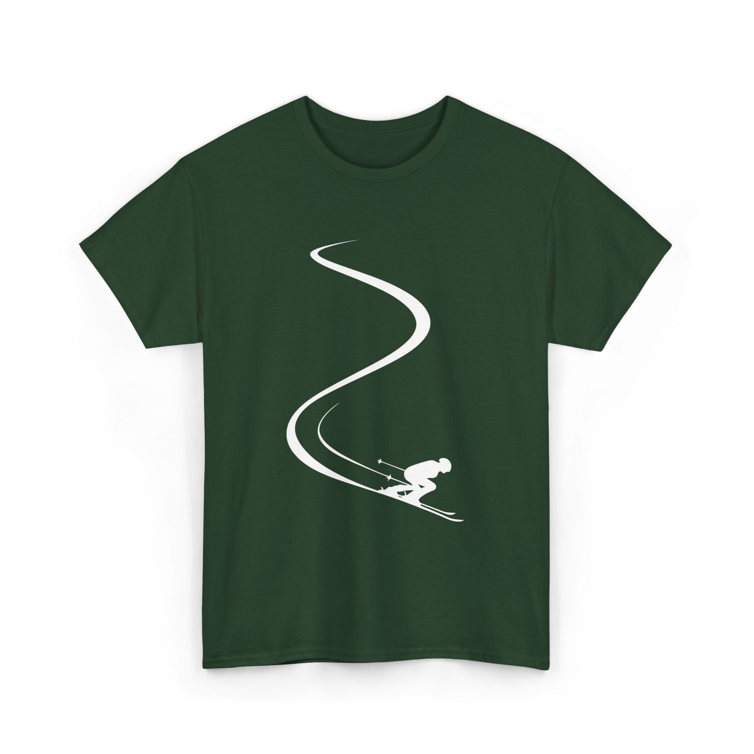 Skier in Powder Snow Freeride T-Shirt - Forest Green
