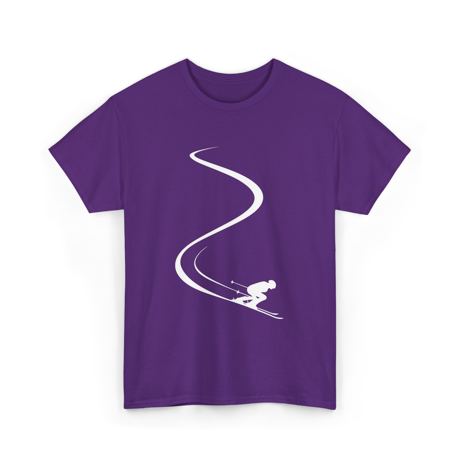 Skier in Powder Snow Freeride T-Shirt - Purple