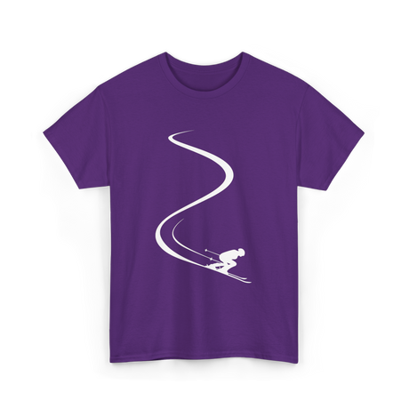 Skier in Powder Snow Freeride T-Shirt - Purple