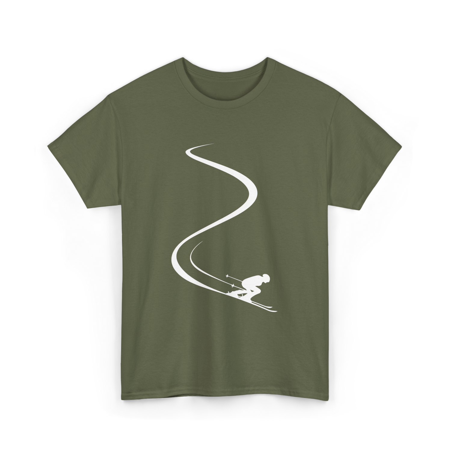 Skier in Powder Snow Freeride T-Shirt - Military Green