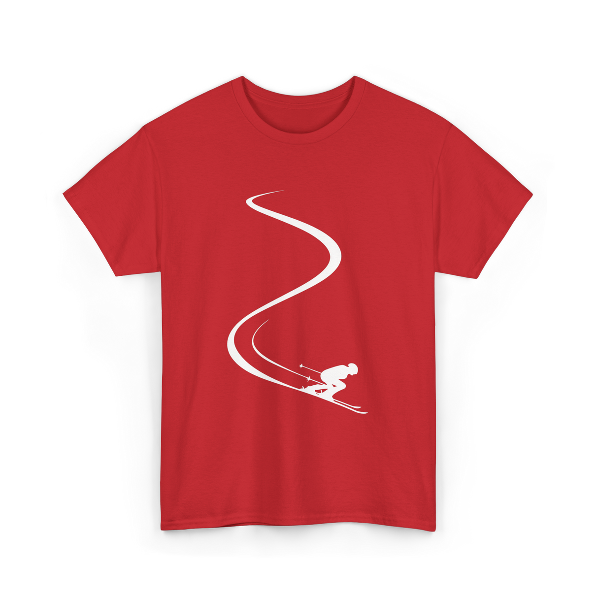 Skier in Powder Snow Freeride T-Shirt - Red