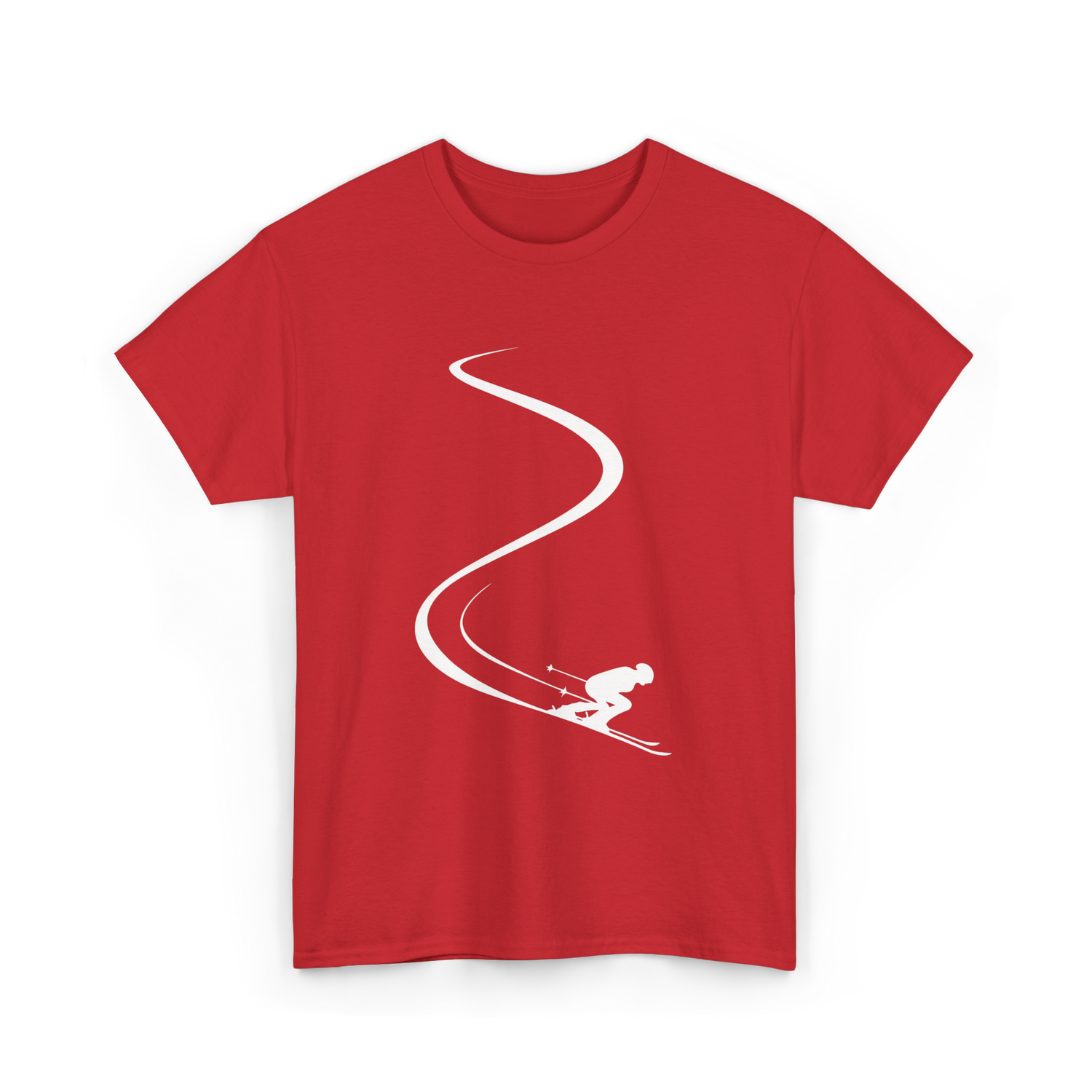Skier in Powder Snow Freeride T-Shirt - Red