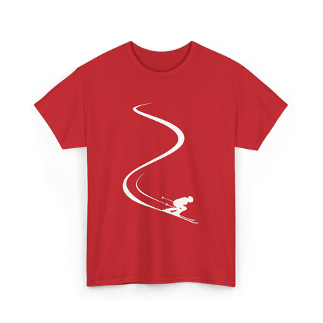 Skier in Powder Snow Freeride T-Shirt - Red