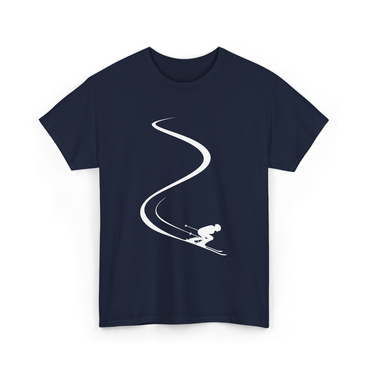 Skier in Powder Snow Freeride T-Shirt - Navy