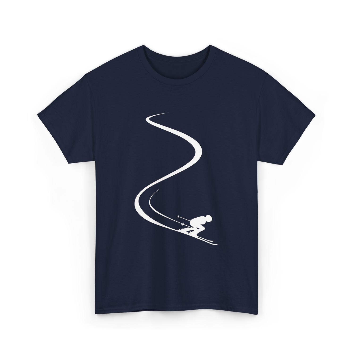 Skier in Powder Snow Freeride T-Shirt - Navy