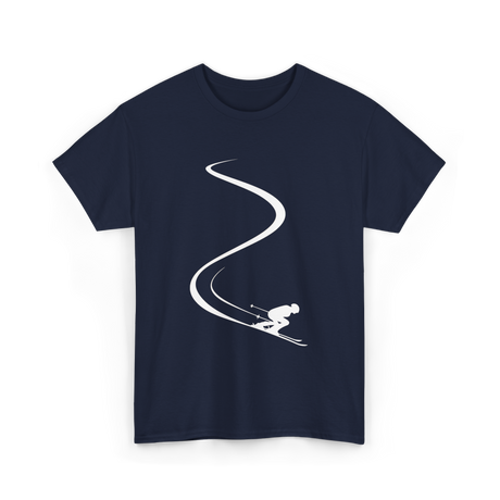 Skier in Powder Snow Freeride T-Shirt - Navy