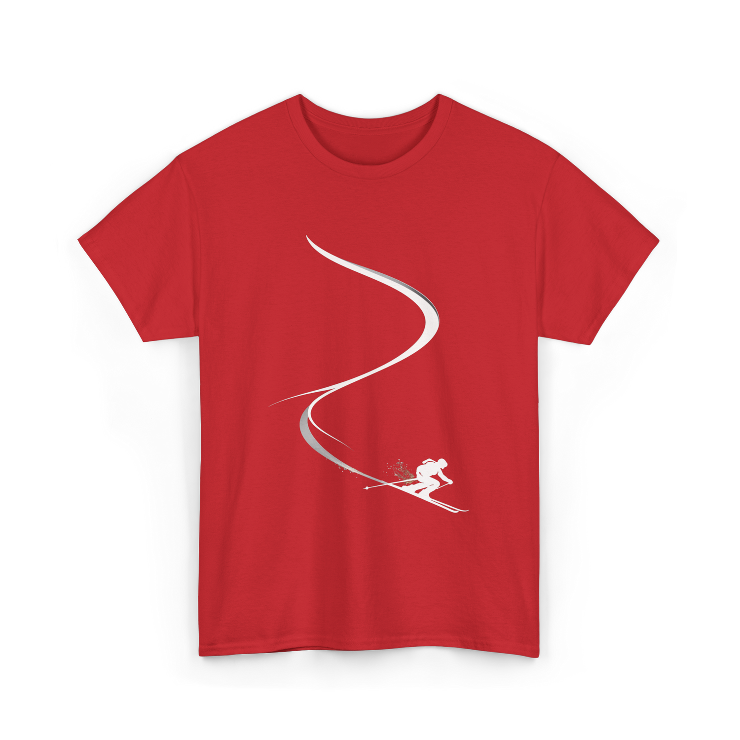 Skiing in Deep Powder Freeride T-Shirt - Red