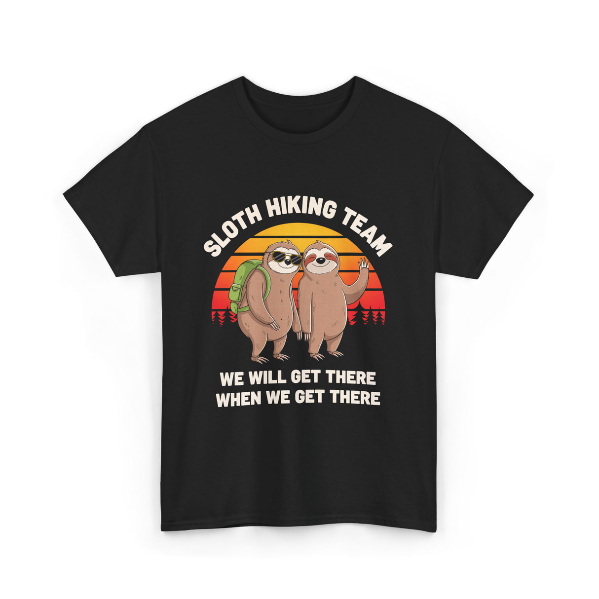 Sloth Hiking Team Sloths Adventure T-Shirt - Black