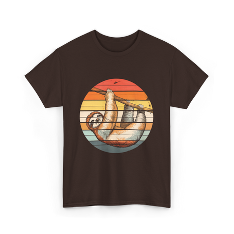Sloth Lover Retro Sloth Animal T-Shirt - Dark Chocolate
