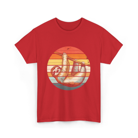 Sloth Lover Retro Sloth Animal T-Shirt - Red