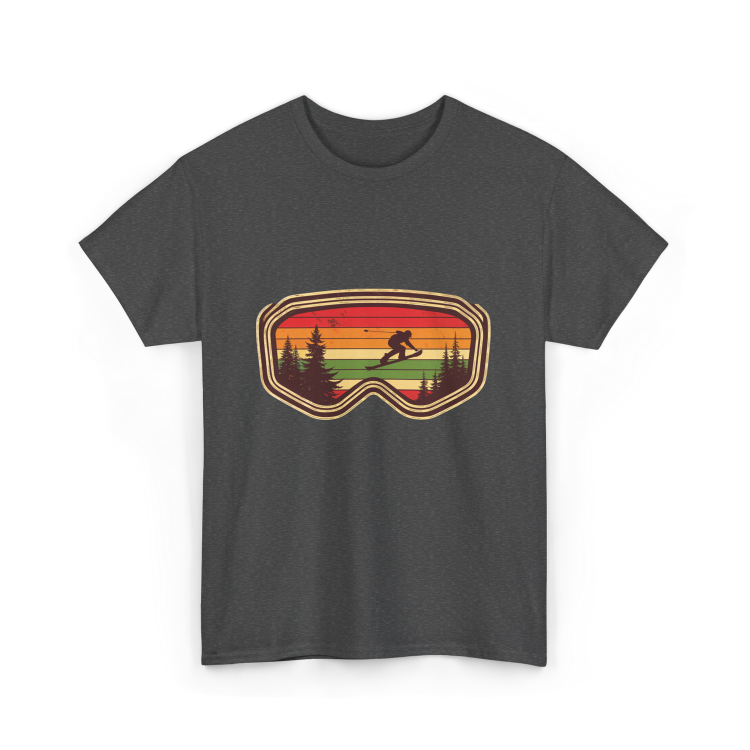 Snowboard Goggles Retro Adventure T-Shirt - Dark Heather
