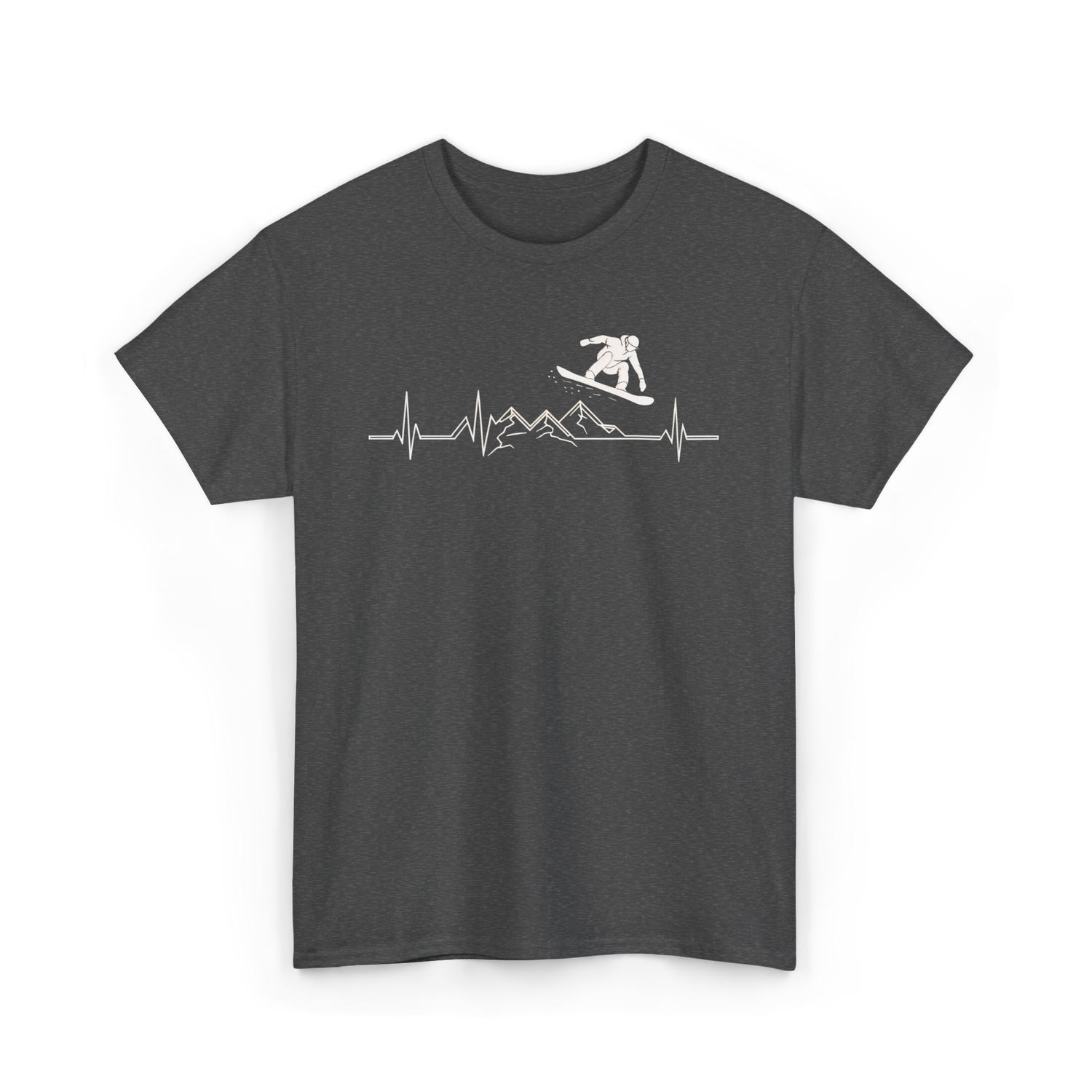 Snowboard Heartbeat Snowboarding T-Shirt - Dark Heather