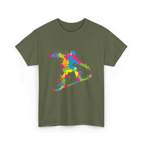 Snowboarder Snowboarding Boys Kids T-Shirt - Military Green