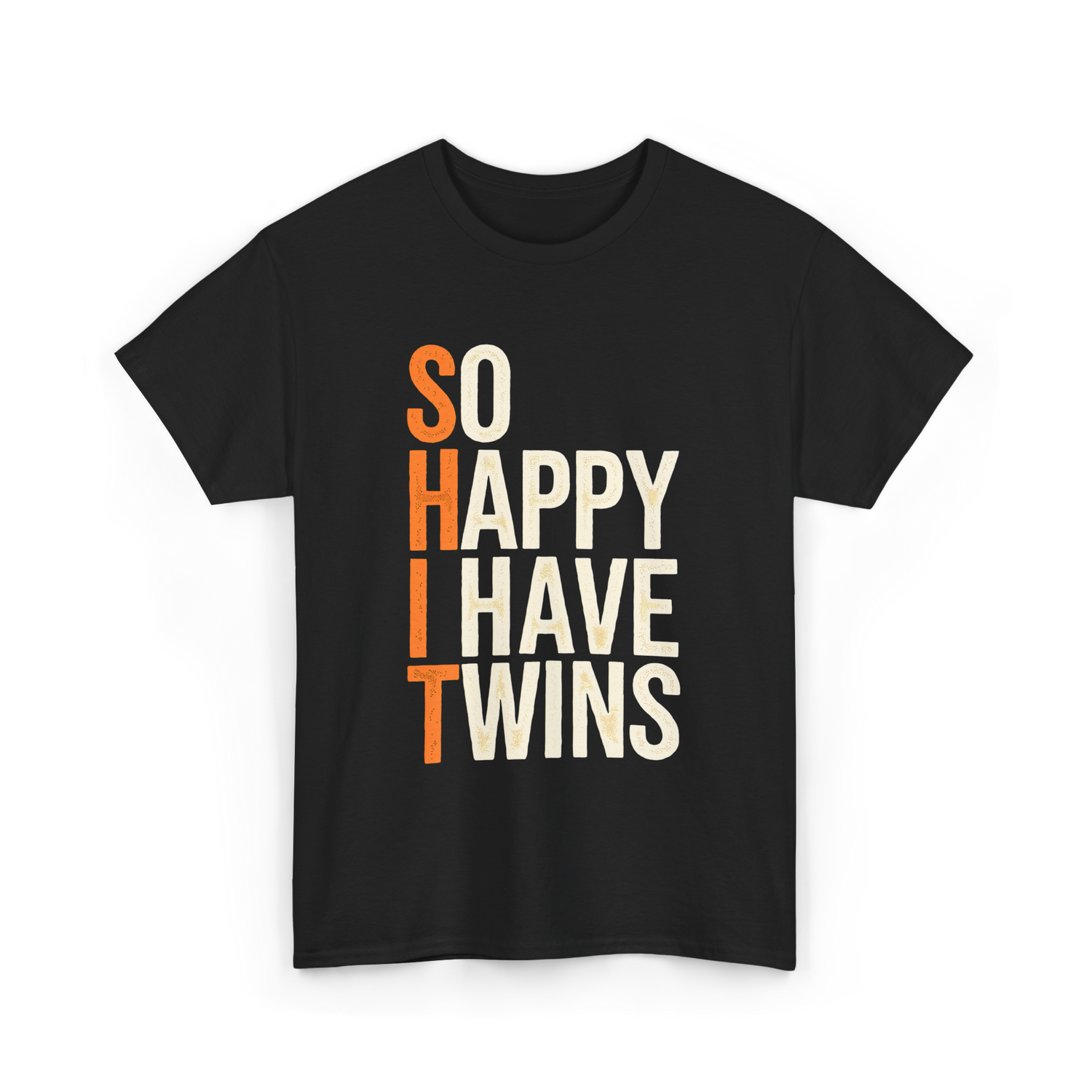 So Happy I Have Twins Twin Parenting T-Shirt - Black