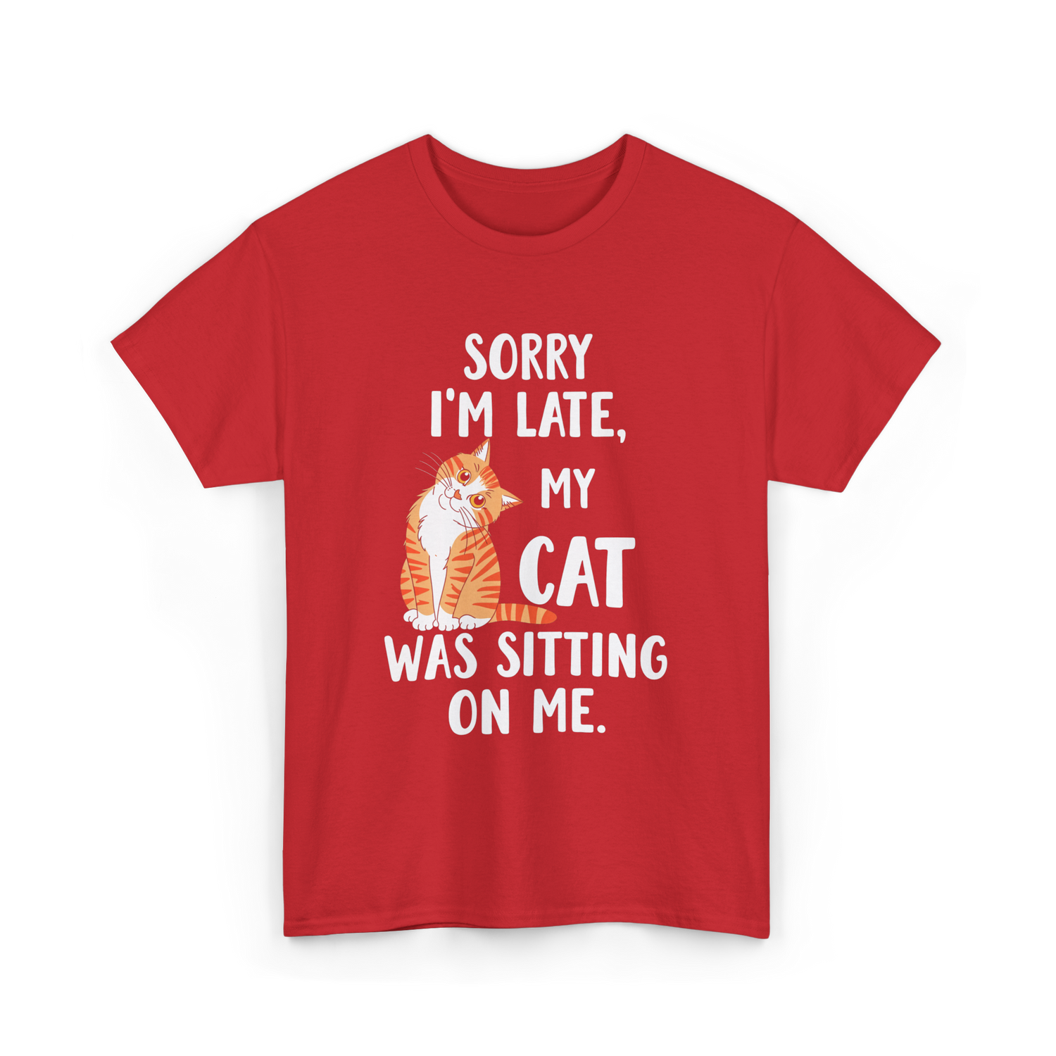 Sorry I'm Late Cat T-Shirt - Red