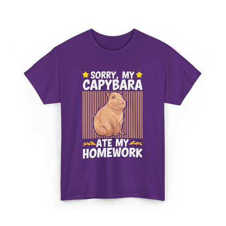 Sorry My Capybara Homework Capybara T-Shirt - Purple