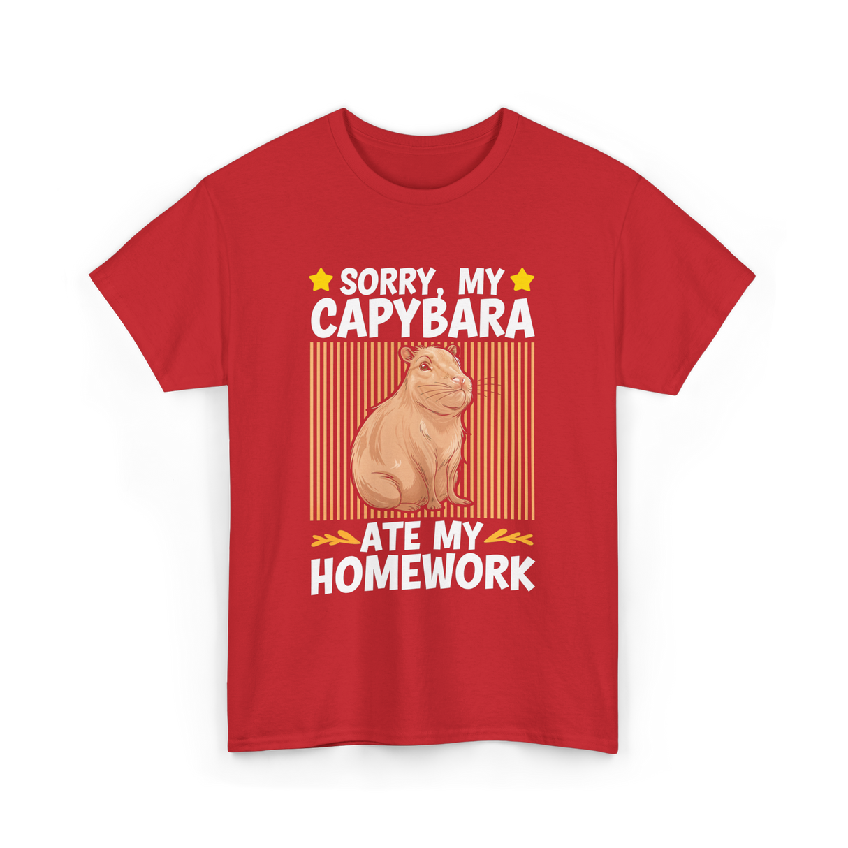 Sorry My Capybara Homework Capybara T-Shirt - Red