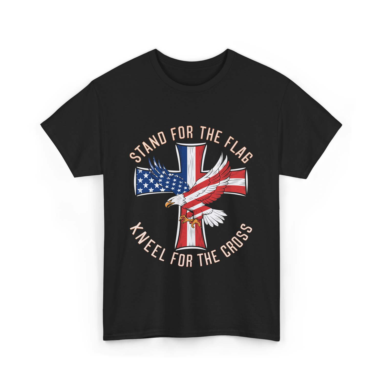 Stand For The Flag Patriotic Cross T-Shirt - Black