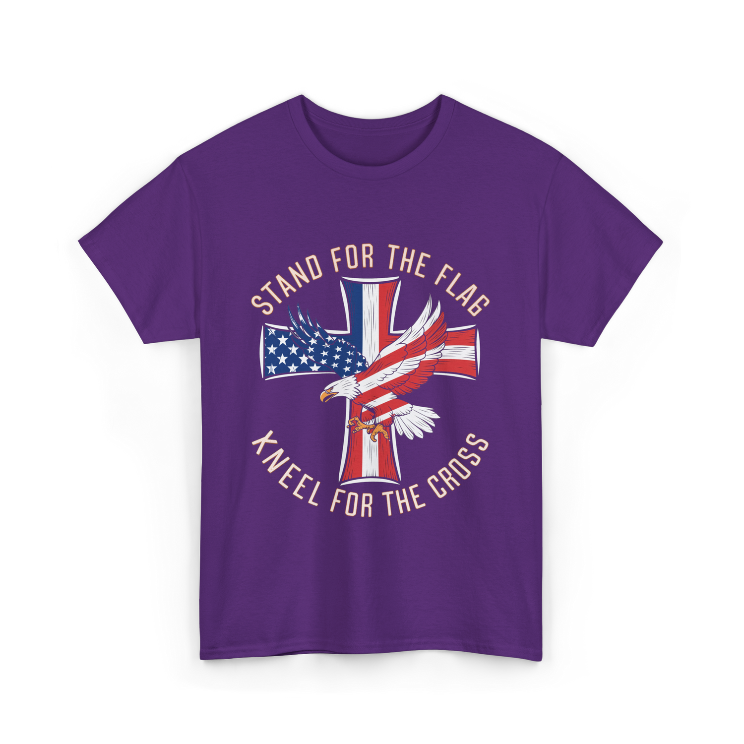 Stand For The Flag Patriotic Cross T-Shirt - Purple