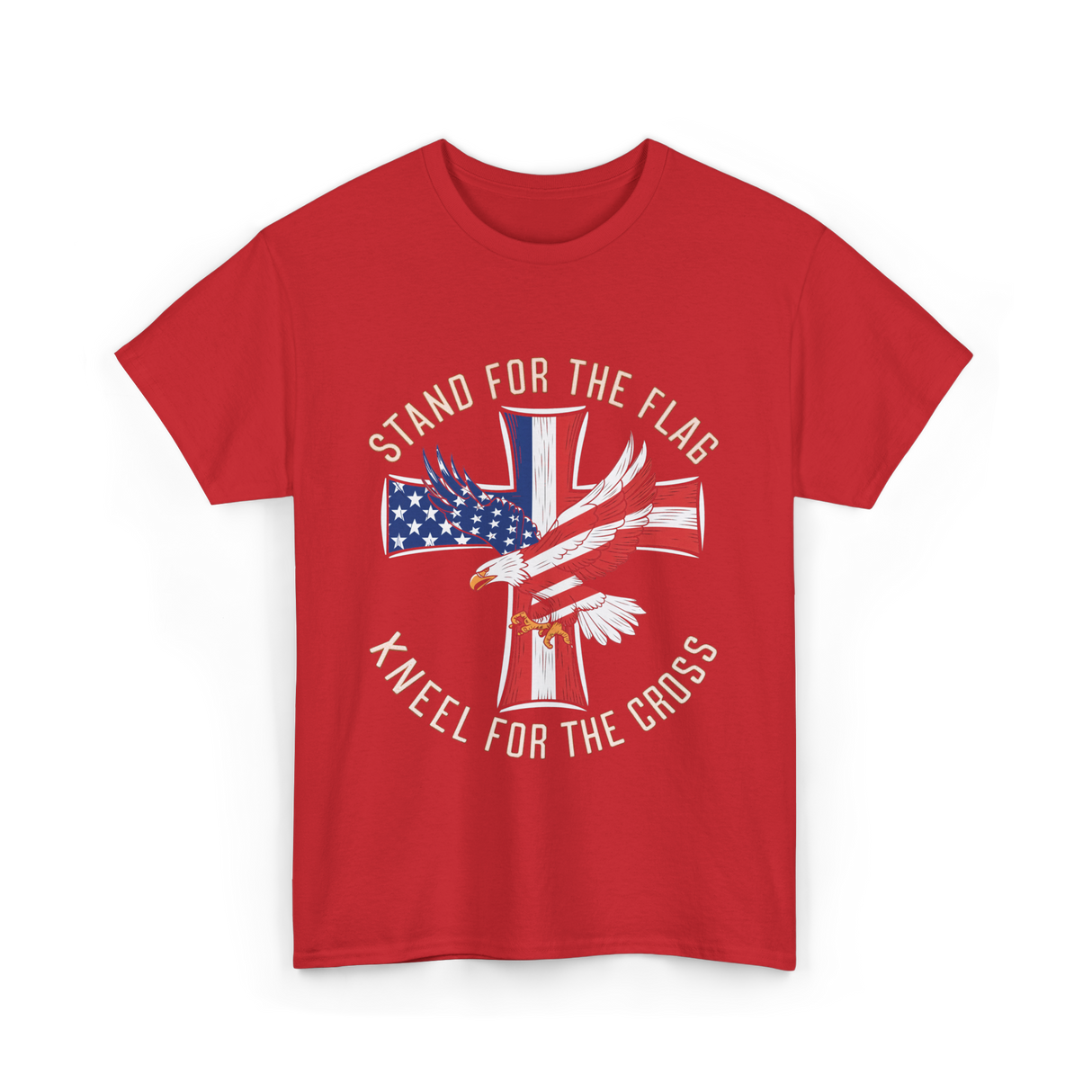 Stand For The Flag Patriotic Cross T-Shirt - Red