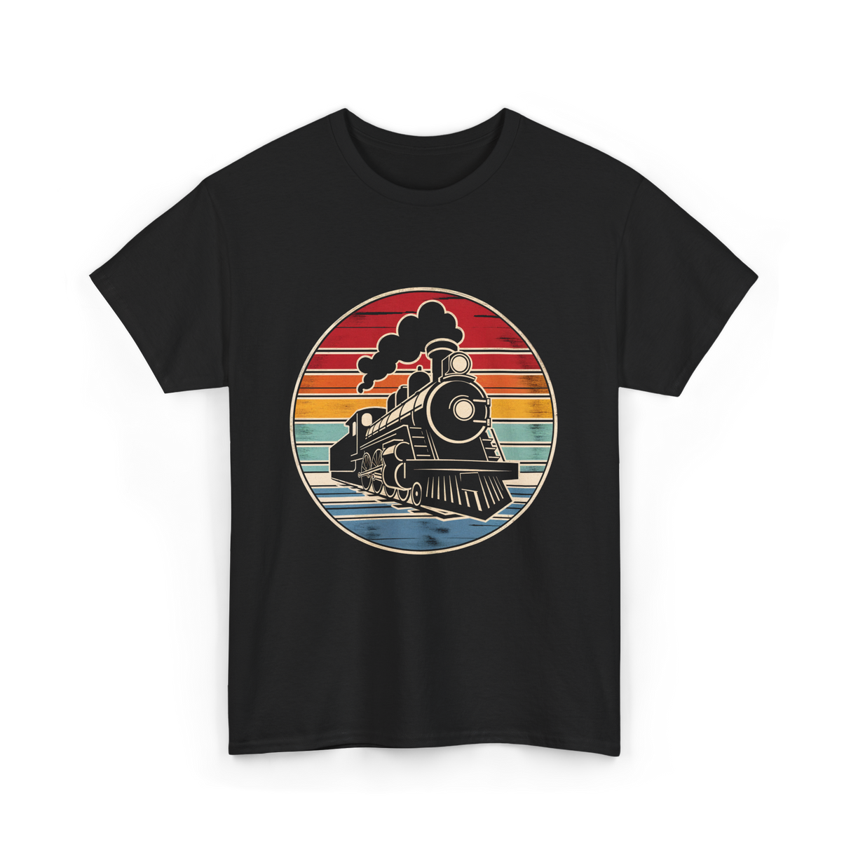 Steam Train Vintage Locomotive T-Shirt - Black