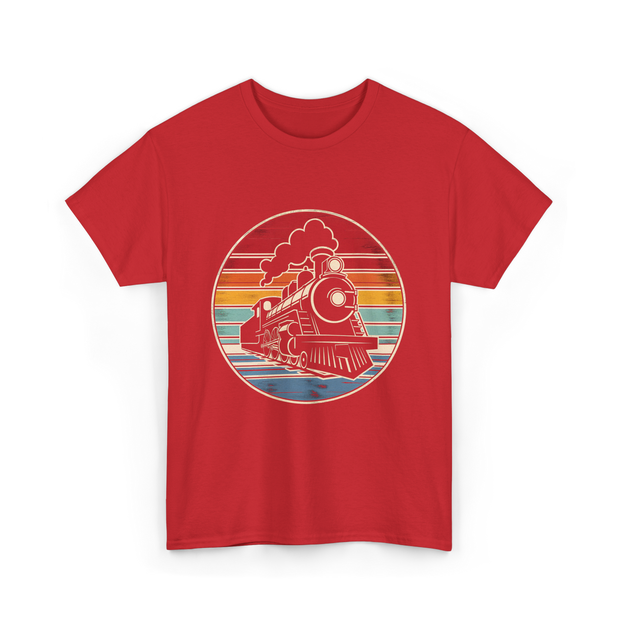 Steam Train Vintage Locomotive T-Shirt - Red