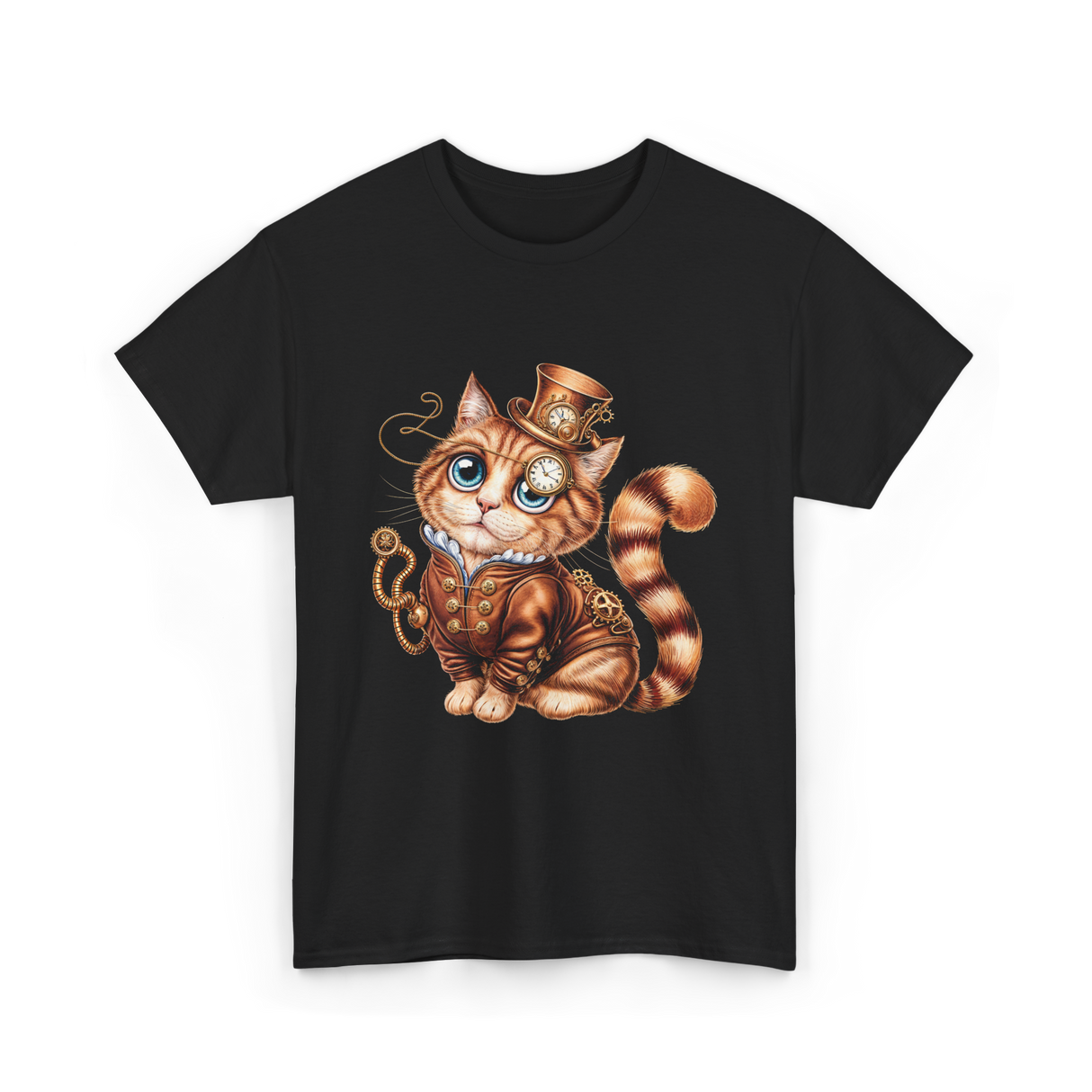Steampunk Cat Steampunk Kitten T-Shirt - Black