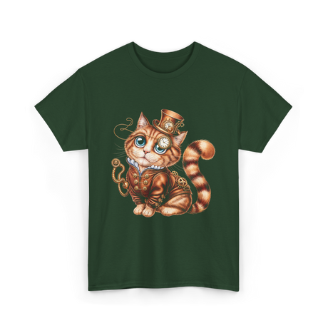 Steampunk Cat Steampunk Kitten T-Shirt - Forest Green