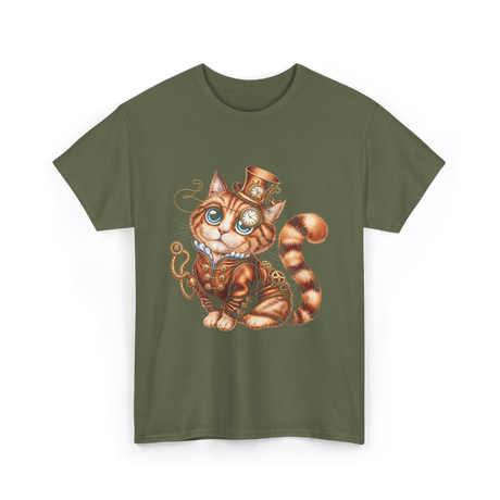 Steampunk Cat Steampunk Kitten T-Shirt - Military Green