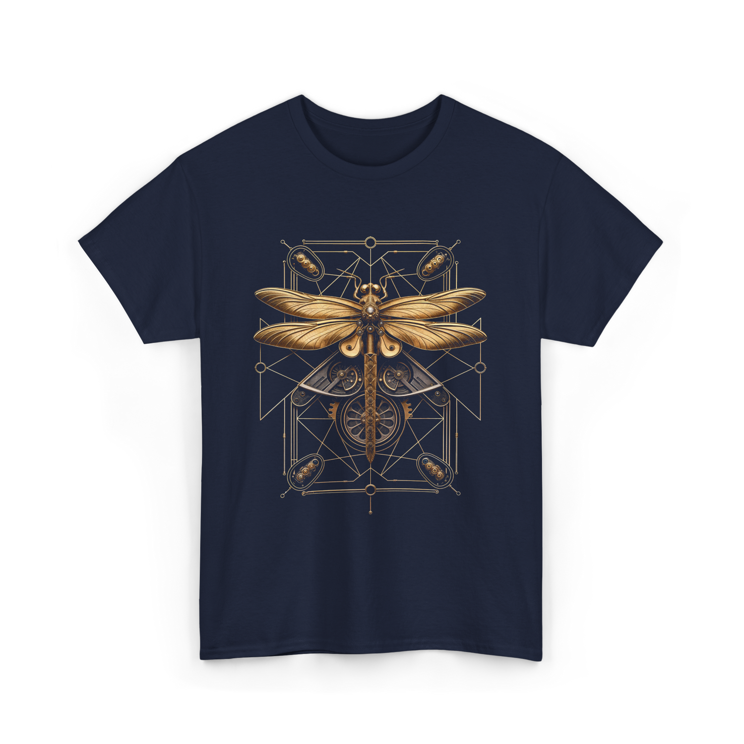 Steampunk Dragonfly Steampunk Art T-Shirt - Navy