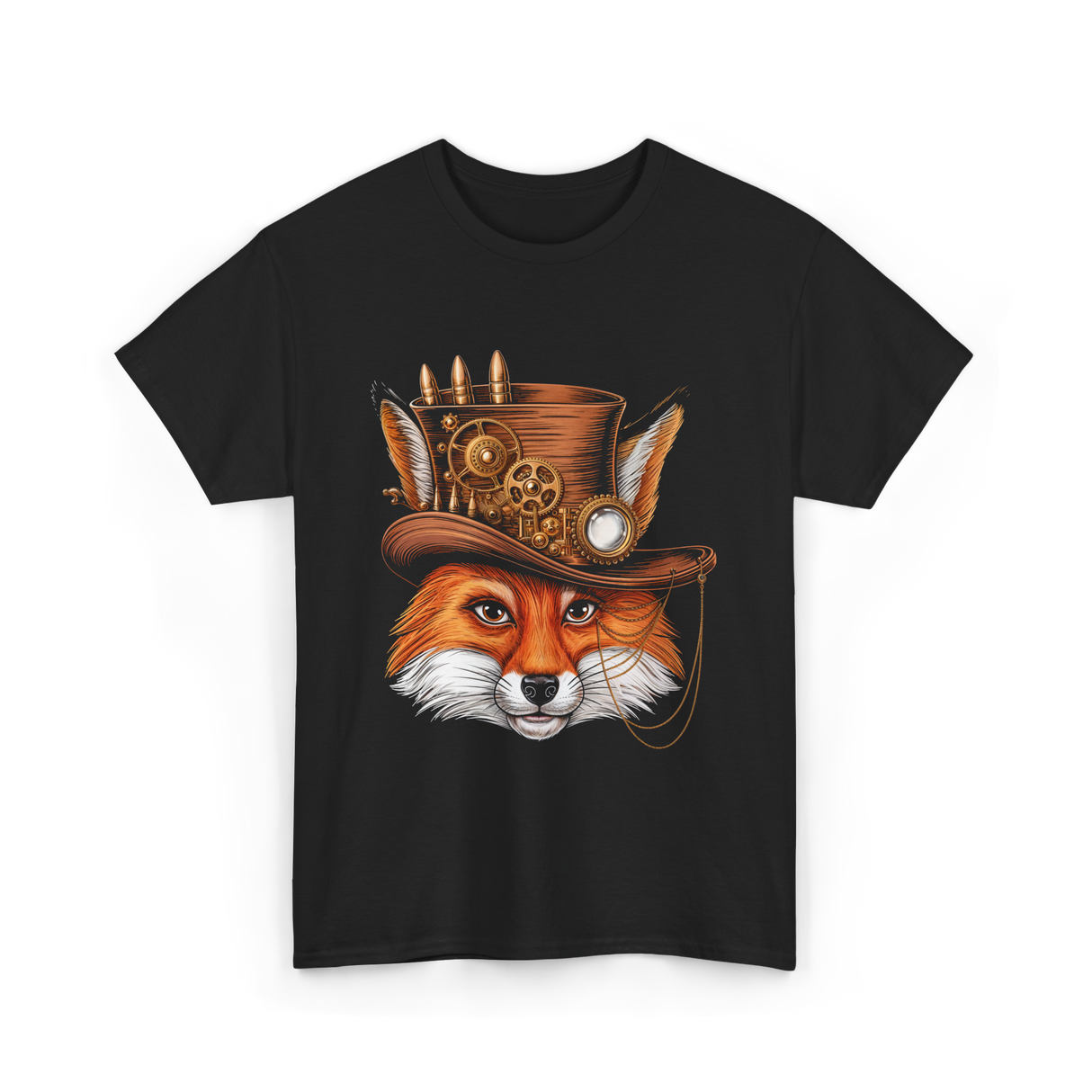 Steampunk Fox Animal Steampunk Fox T-Shirt - Black