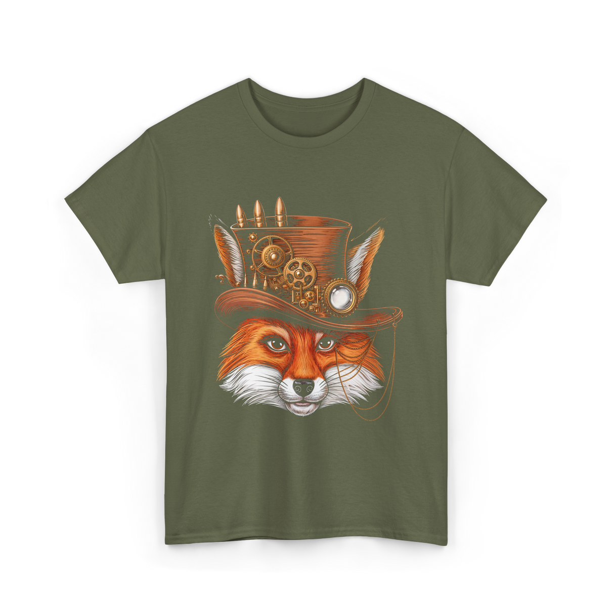 Steampunk Fox Animal Steampunk Fox T-Shirt - Military Green