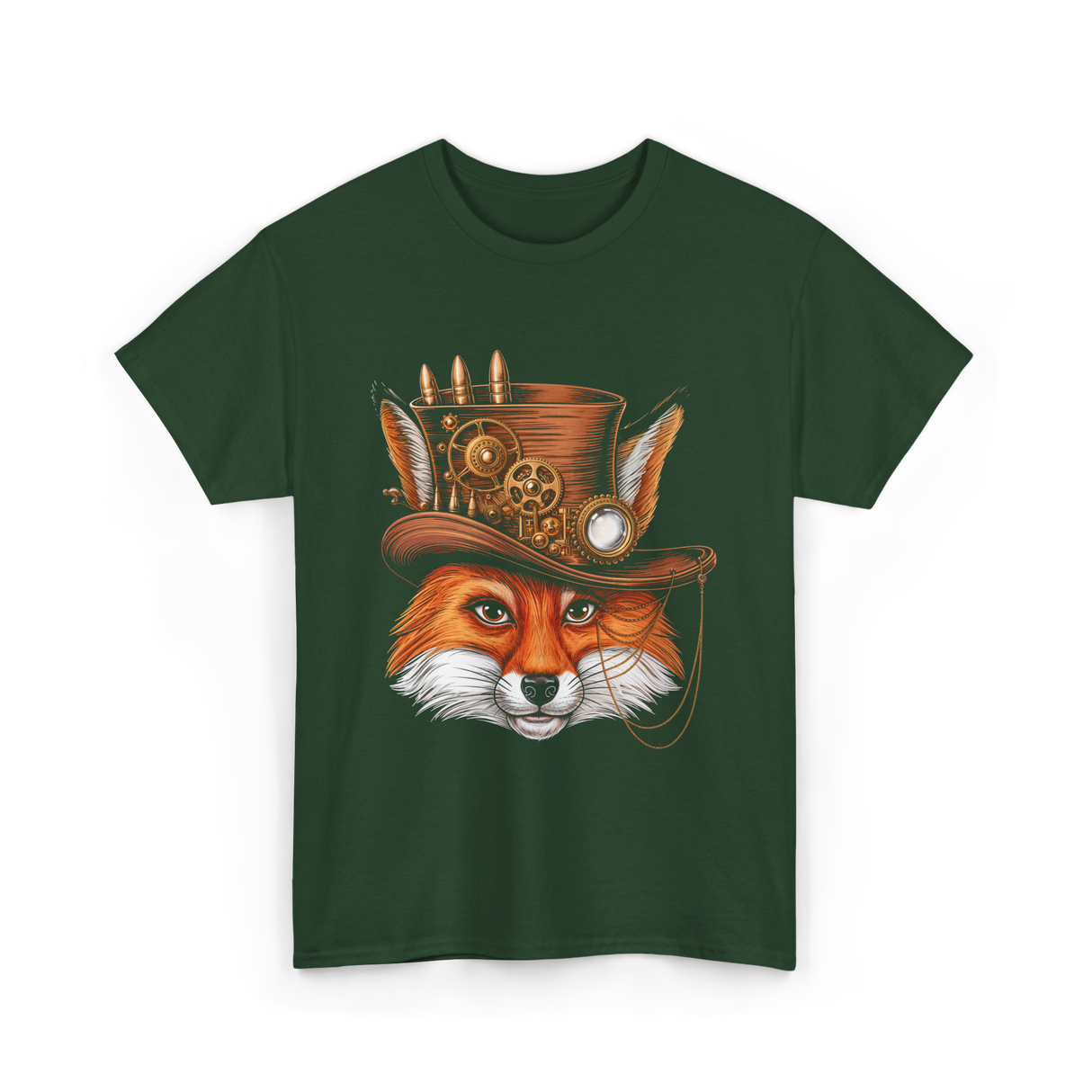 Steampunk Fox Animal Steampunk Fox T-Shirt - Forest Green
