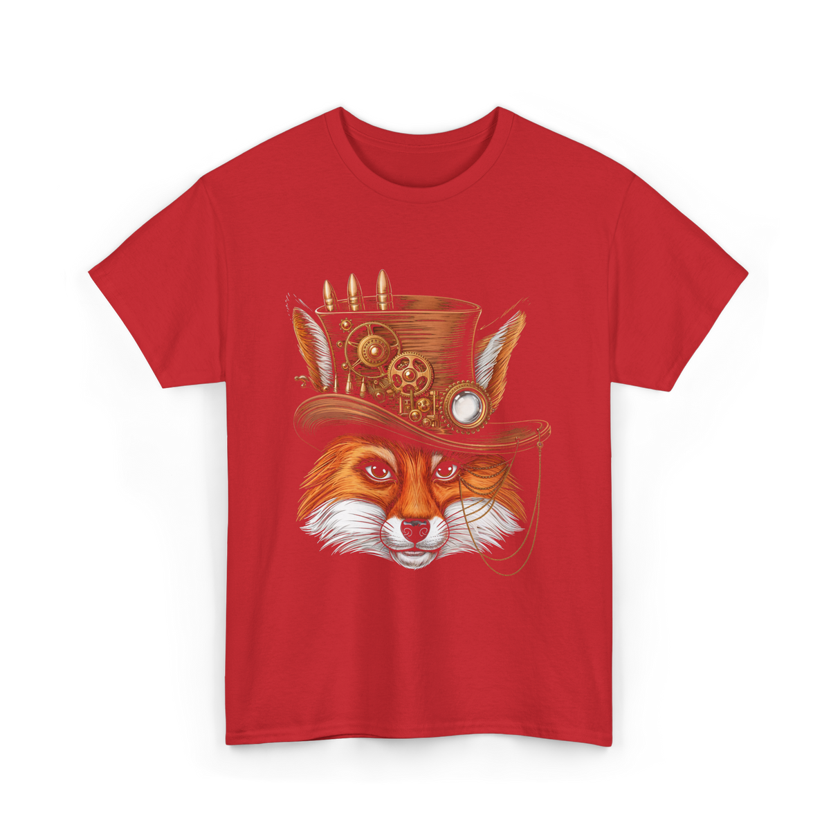 Steampunk Fox Animal Steampunk Fox T-Shirt - Red