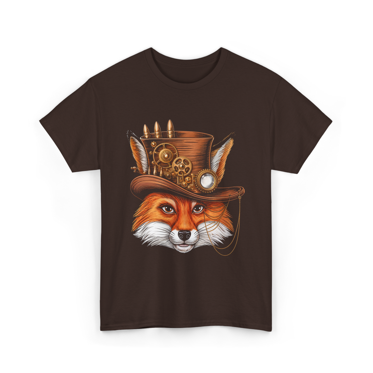 Steampunk Fox Animal Steampunk Fox T-Shirt - Dark Chocolate
