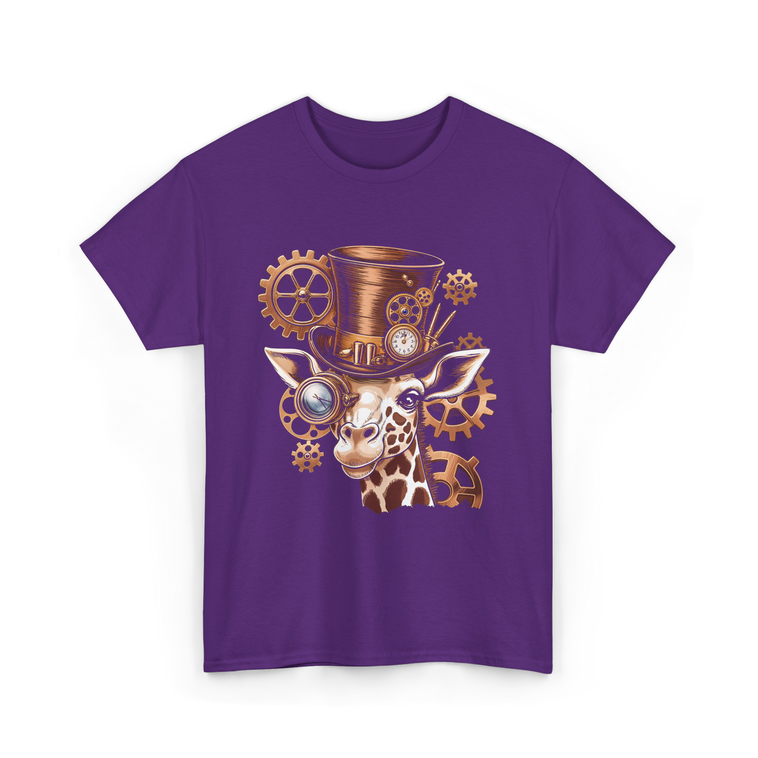 Steampunk Giraffe Mechanical Animal T-Shirt - Purple
