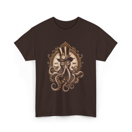 Steampunk Octopus Art Octopus T-Shirt - Dark Chocolate