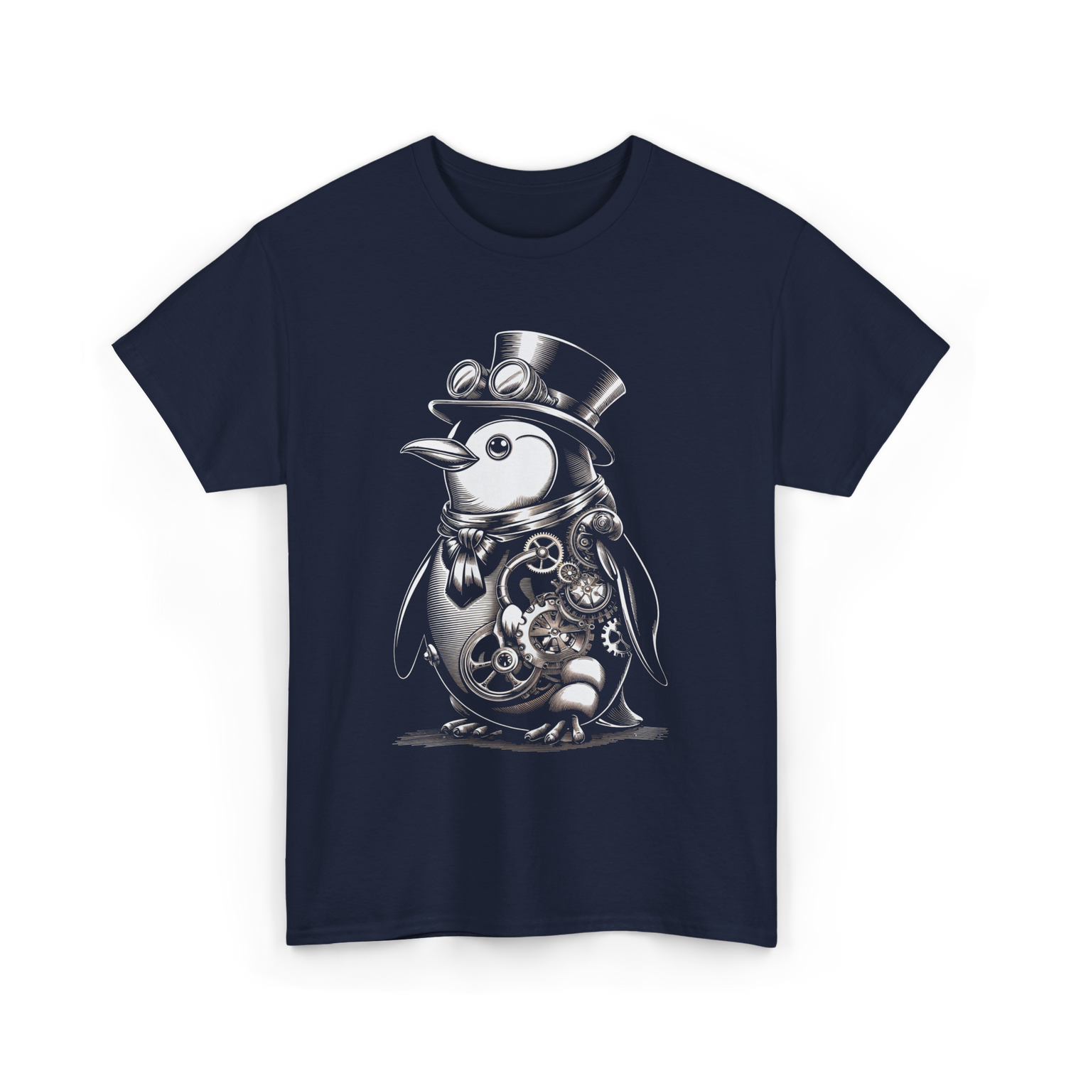 Steampunk Penguin Penguin Lover T-Shirt - Navy