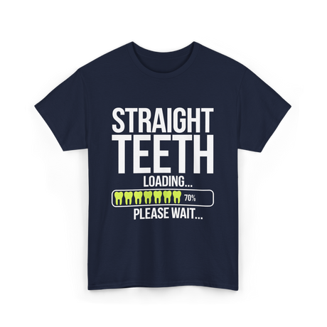Straight Teeth Loading Dental Humor T-Shirt - Navy
